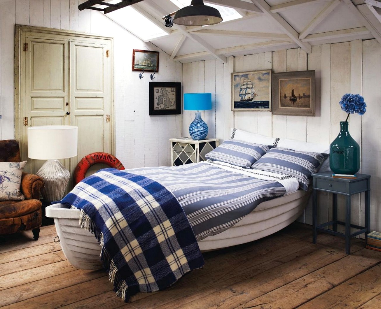 Морской стиль спальня