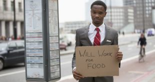 broke businessman no money will work for food large